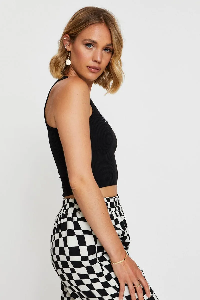 Black Singlet Top Stylish Apparel Casual Polo