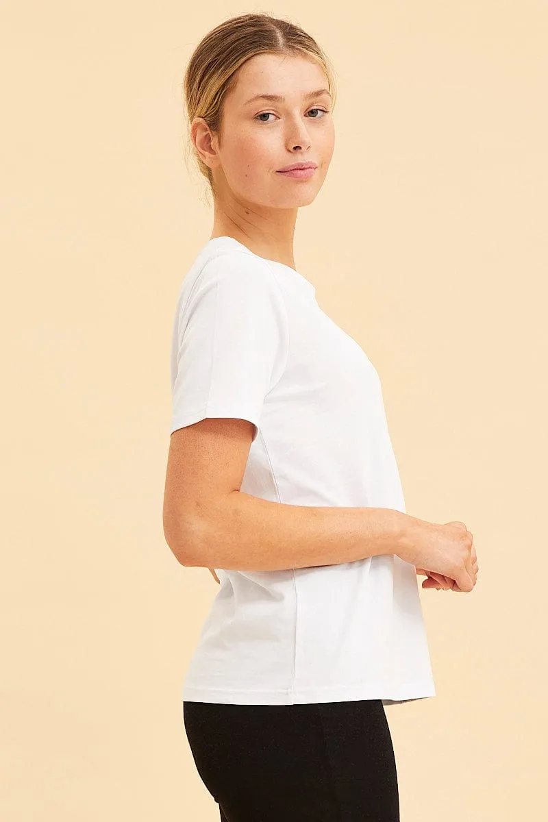 White Relaxed T-Shirt Heavy Cotton Crew Neck Modern Look CompressionEnhanced