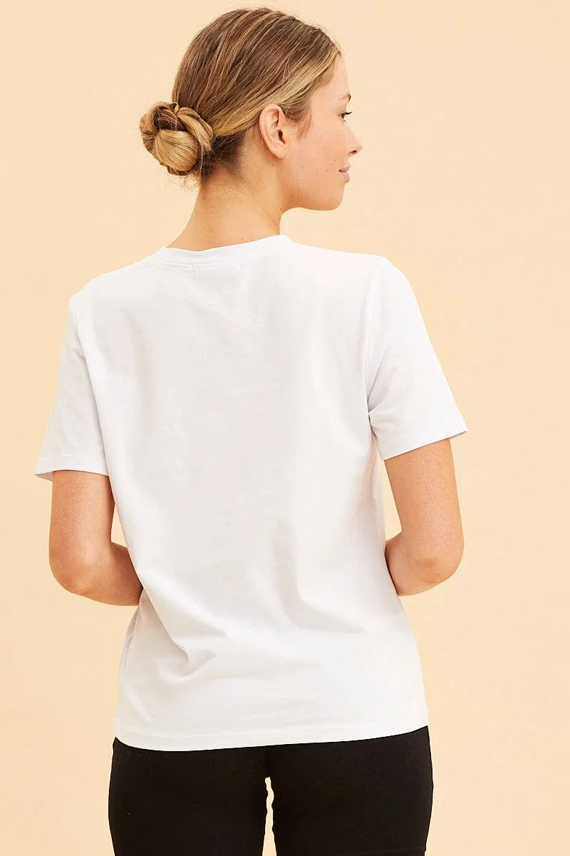 White Relaxed T-Shirt Heavy Cotton Crew Neck Lake Mood