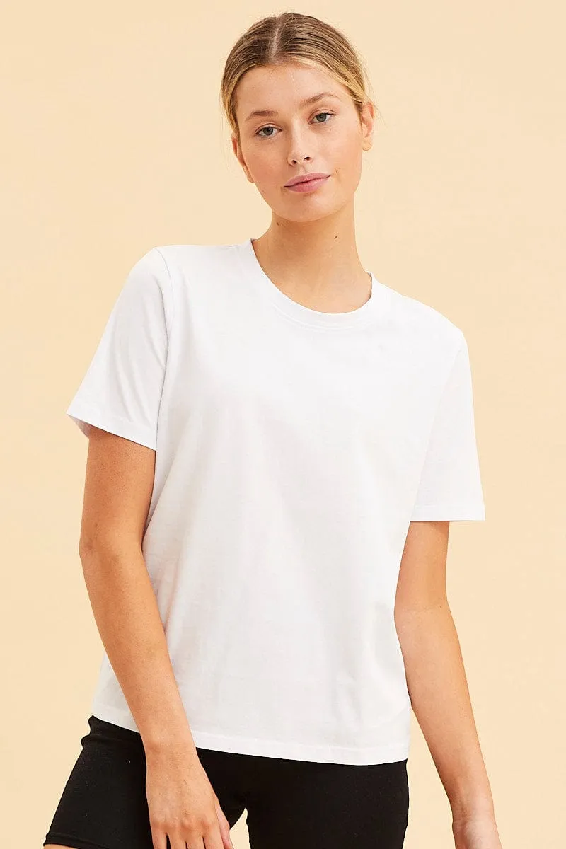 White Relaxed T-Shirt Heavy Cotton Crew Neck Sustainable Wear