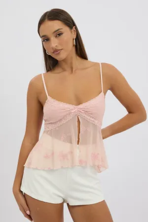 Pink Cami Top Mesh Hypoallergenic Fibers