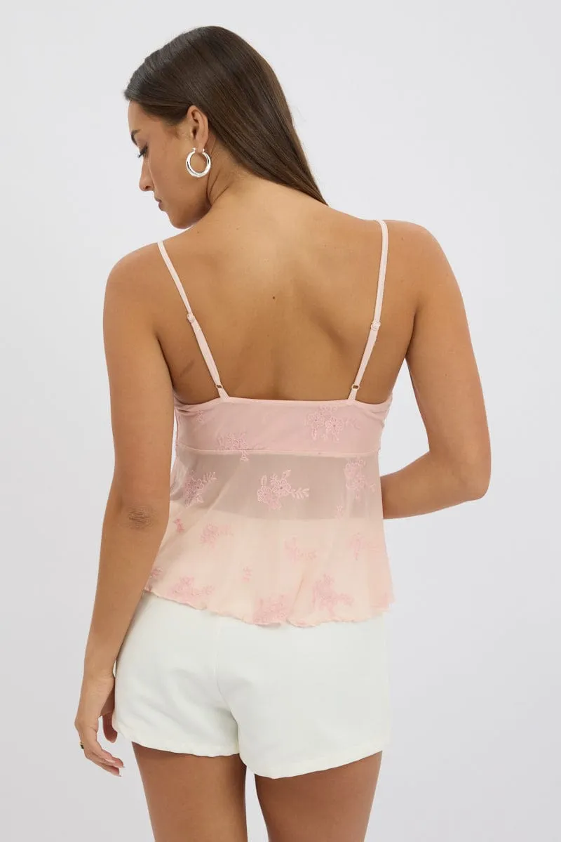Pink Cami Top Mesh Thick Glow