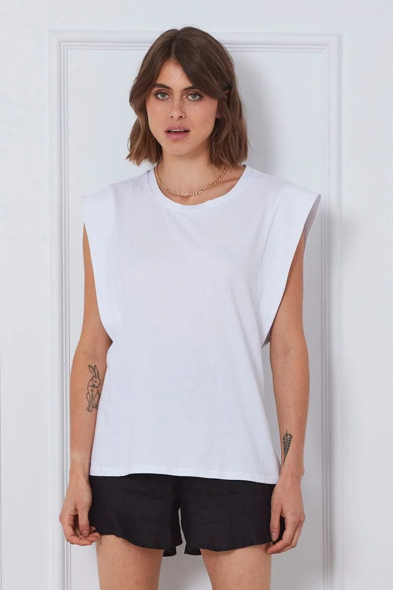 White T-Shirt Sleeveless Crew Neck Soft Sweater ThermalRegulation