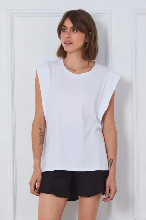 White T-Shirt Sleeveless Crew Neck Light Flow WaterRepellentCoating