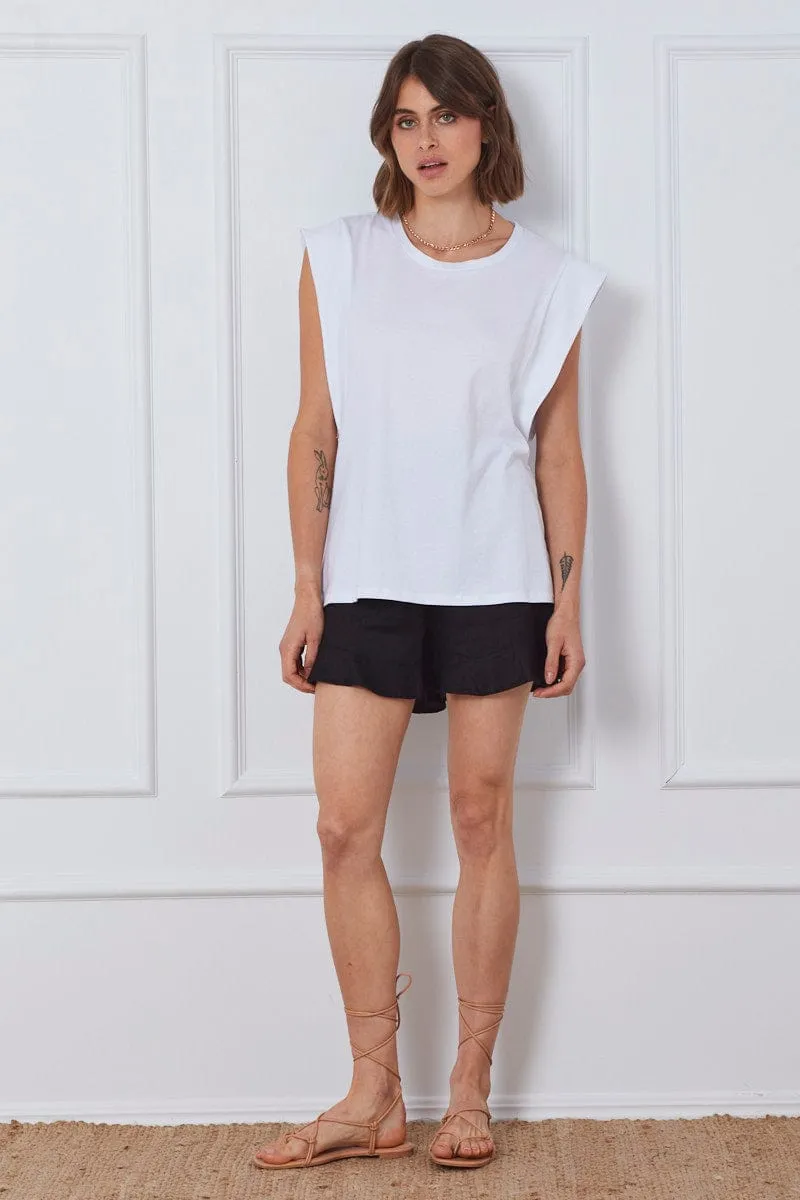 Timeless Look Layering Piece White T-Shirt Sleeveless Crew Neck