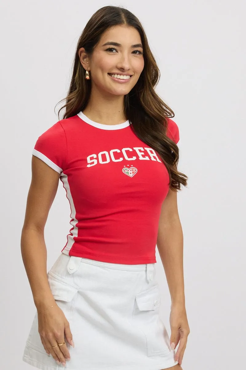 Chill Style Red Graphic Tee Short Sleeve