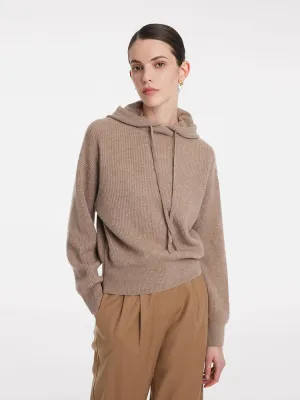 Pure Cashmere Hooded Sweater With Detachable Hat Flexible Collar Opening