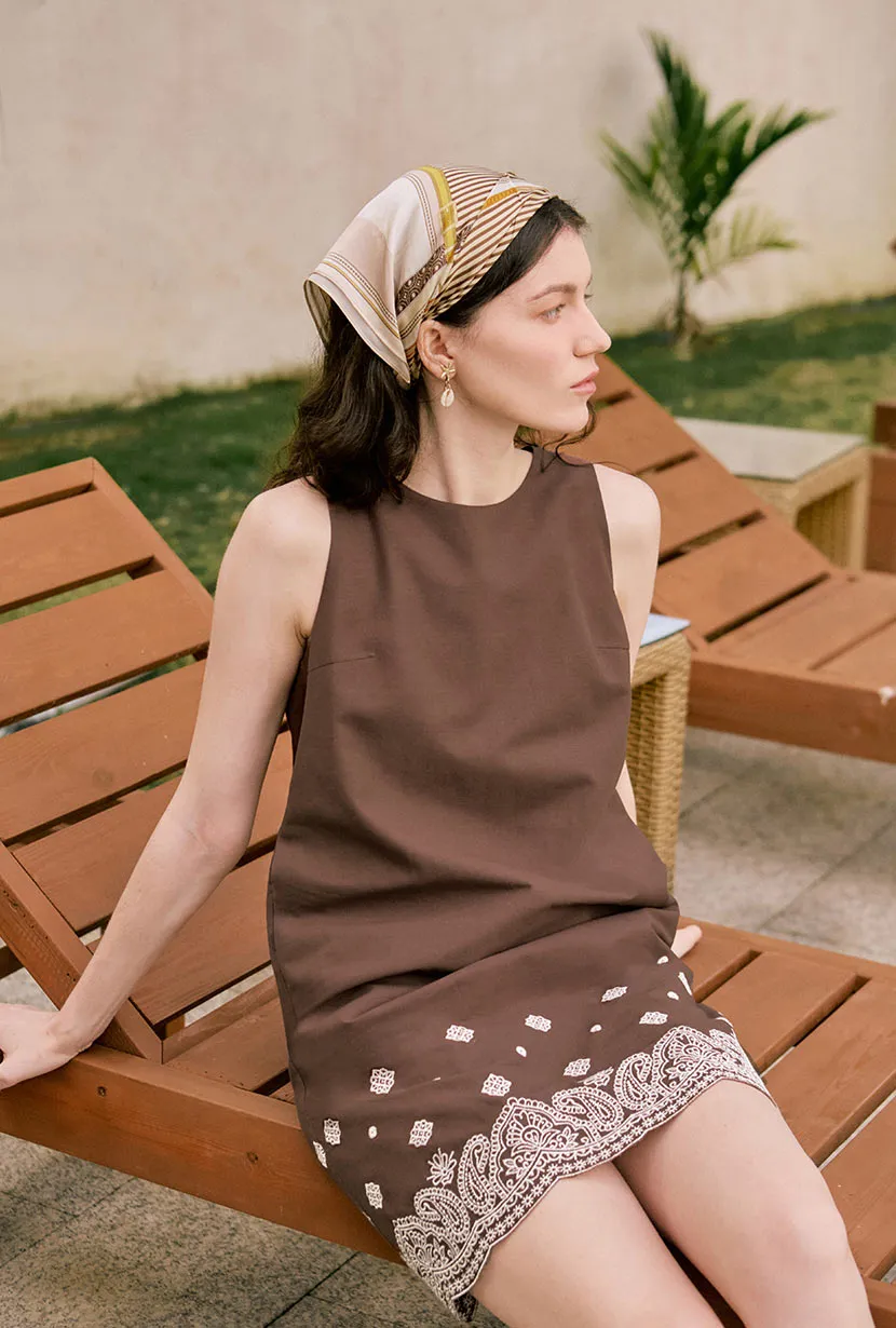 Gorgie Embroidered Dress - Chocolate Gentle Power Travel Proof