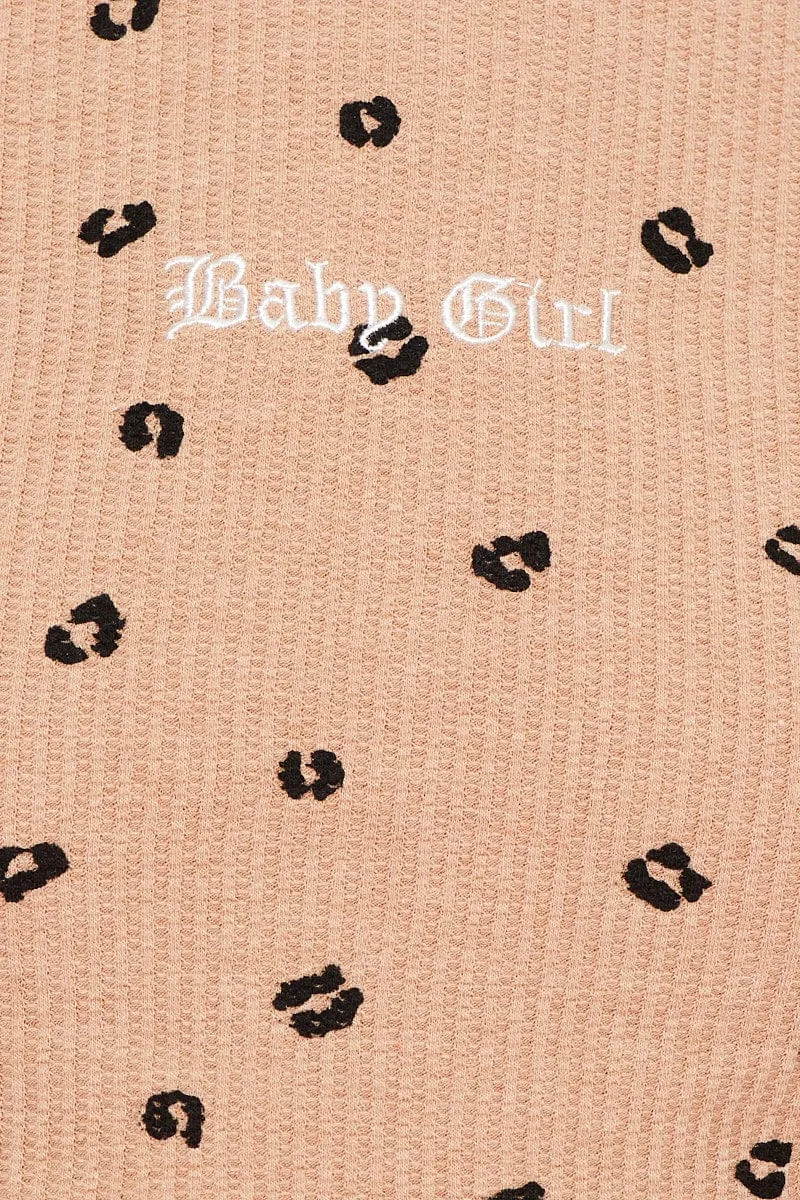 Print Ribbed Top Long Sleeve Classic Suit Game Day