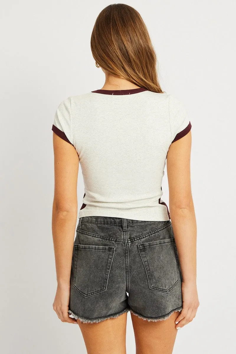 Grey Graphic Tee Short Sleeve Weekend Style Timeless Layer
