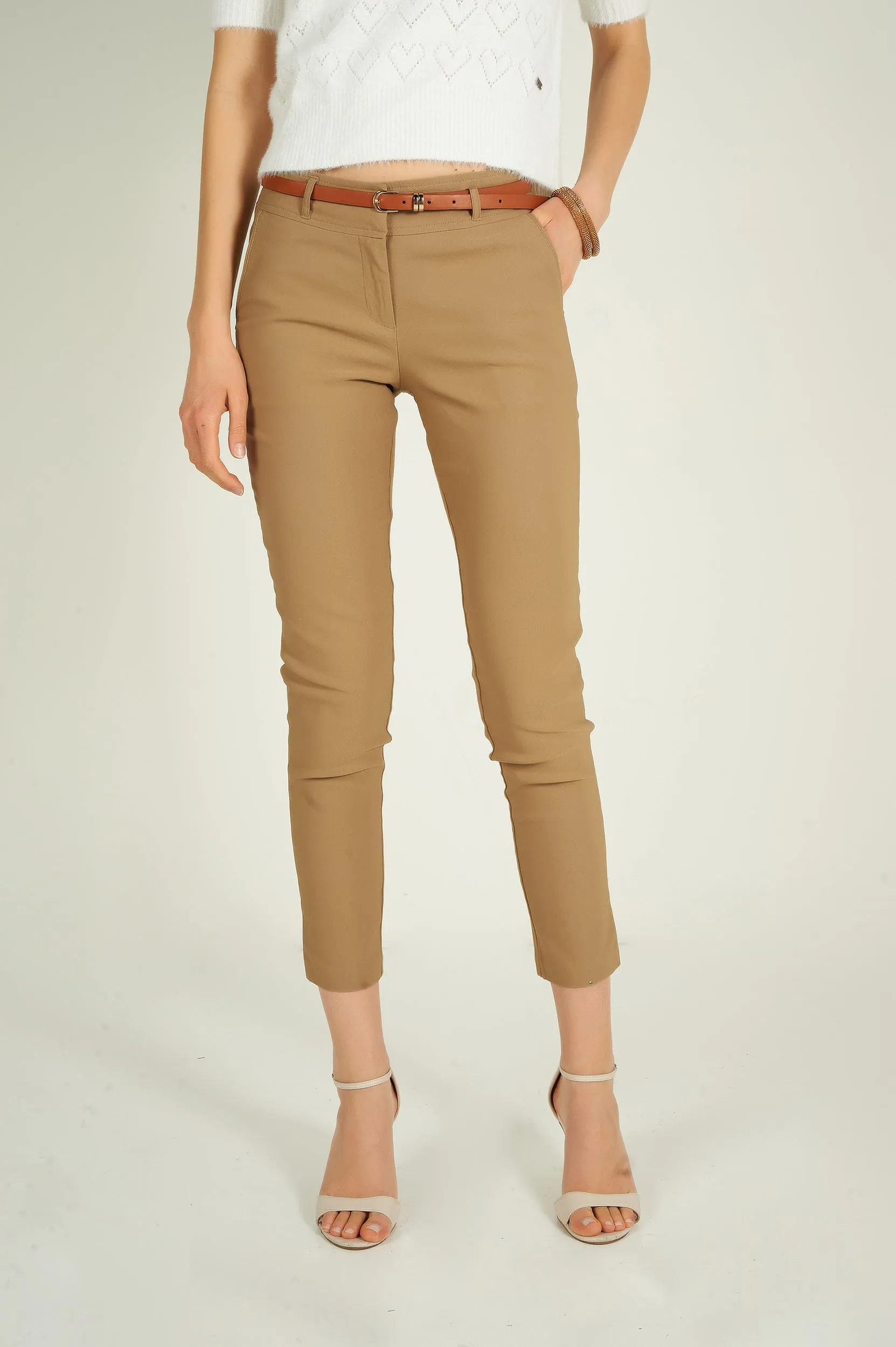 Pantalon ?? jambe ??troite avec ceinture - HP9080-Y1 - (E-C1) Casual Vibes Denim finish