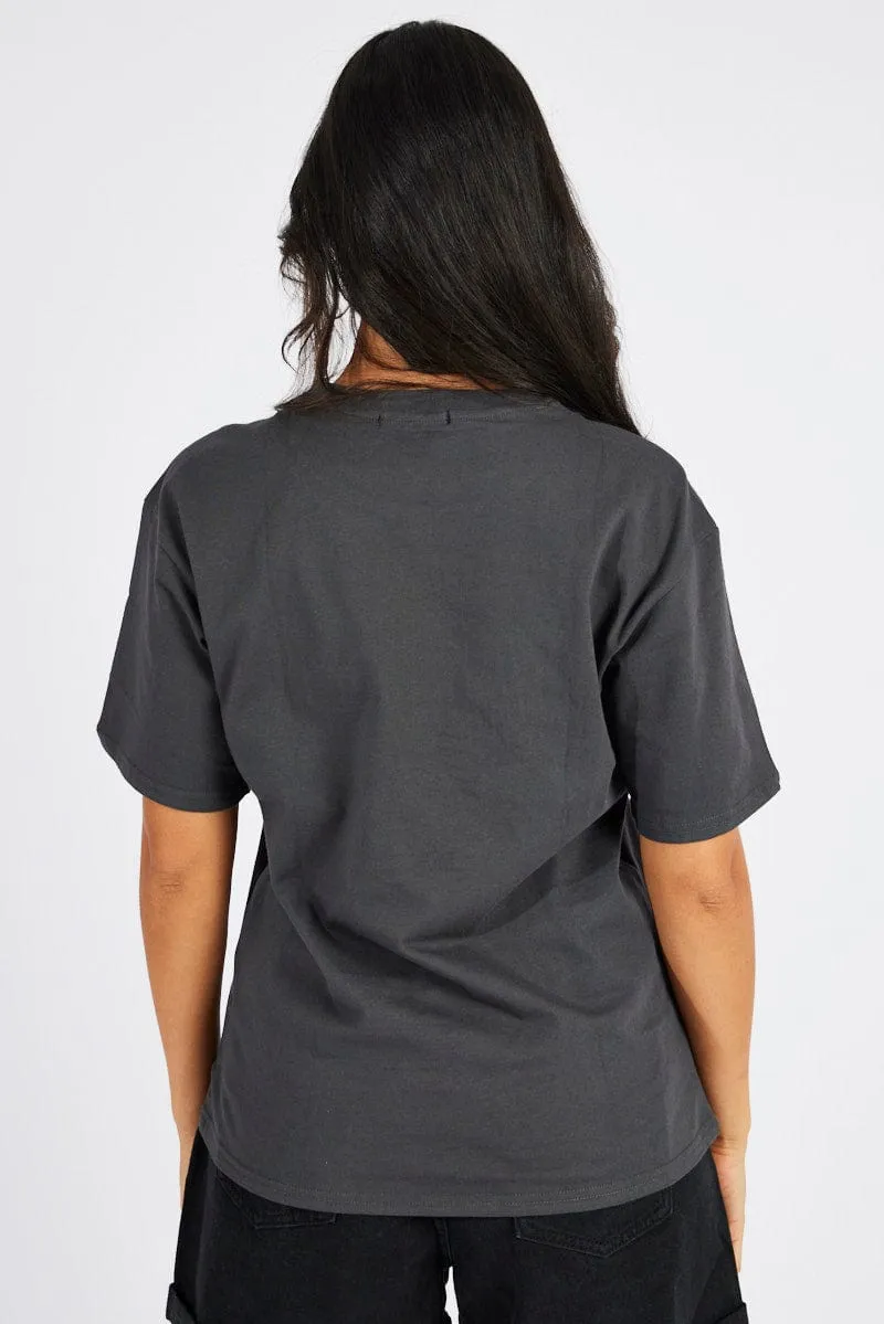 QuickDry Hydrophobic coating Grey Graphic Tee Short Sleeve
