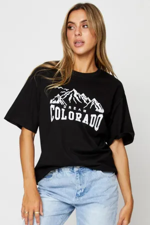 Minimal Look Neutral Color Black Graphic T Shirt Short Sleeve