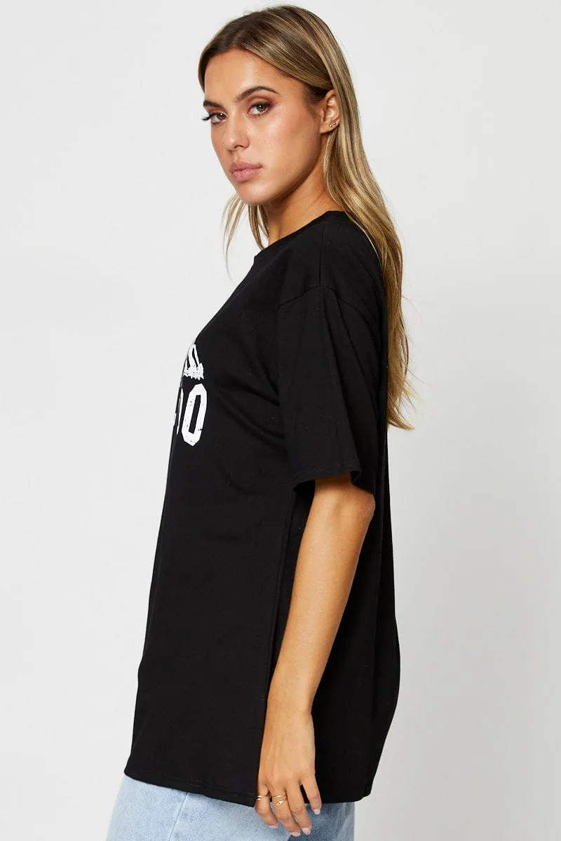 Black Graphic T Shirt Short Sleeve Spring Wear