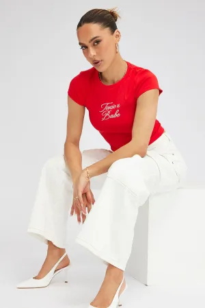 Comfy Fit Layer Bohemian style Red Graphic Tee Short Sleeve