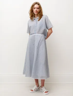 Senior Style Bias Skirt Organza Blue/White Stripes