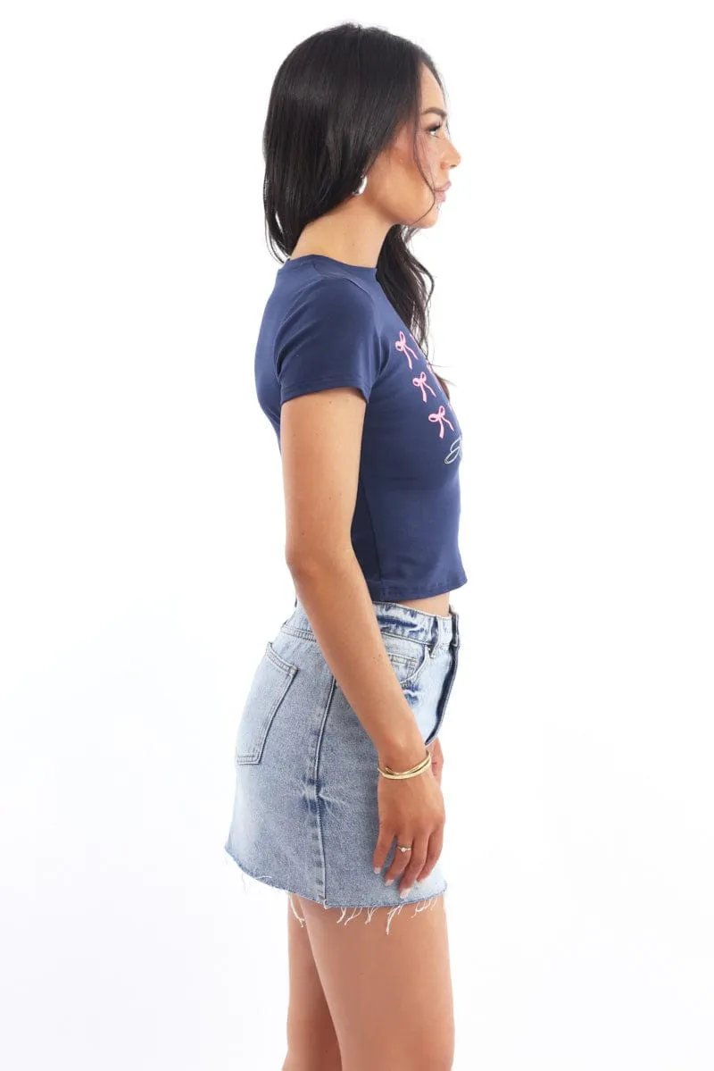 Blue Graphic Tee Short Sleeve Relaxed Torso Fit Chilly Layer