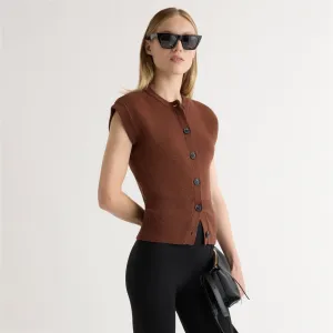 Solea Button Knit Vest Layered Look