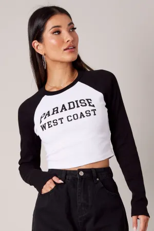 White Graphic Tee Long Sleeve Retro nostalgia
