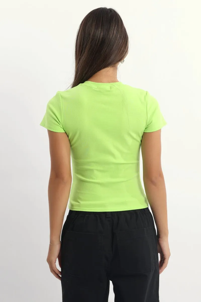 Green Graphic Tee Short Sleeve Minimalist Layer