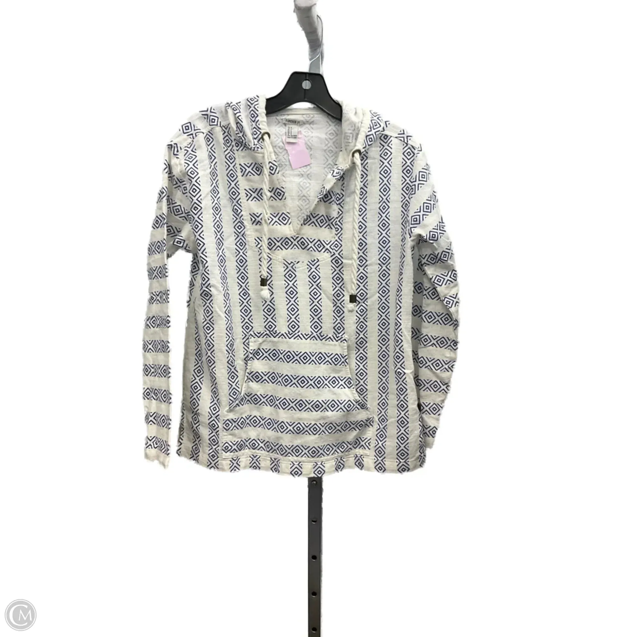 Casual Trousers Sweatshirt Hoodie By Forever 21 In Blue & White, Size: S