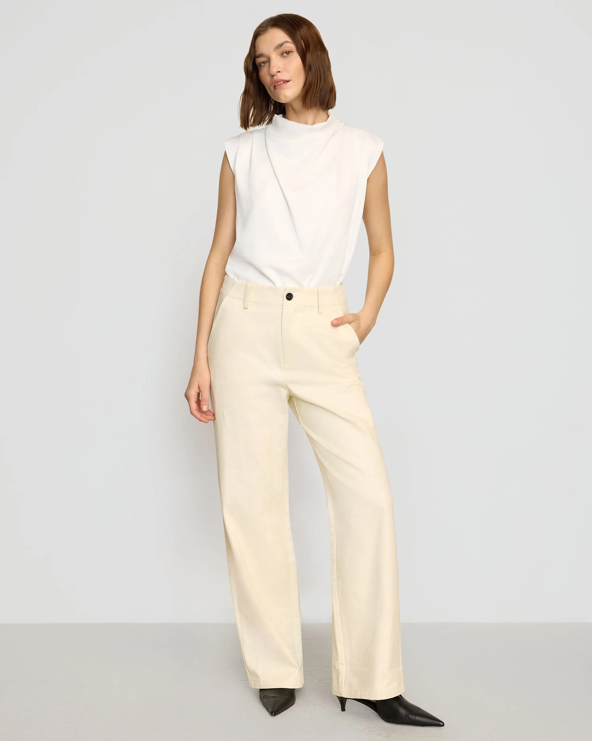 Aster Herringbone Denim Pant Polished Look