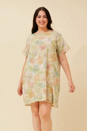 QuickAccess Pockets Smart Skirt VINE ABSTRACT PRINT SHIFT DRESS