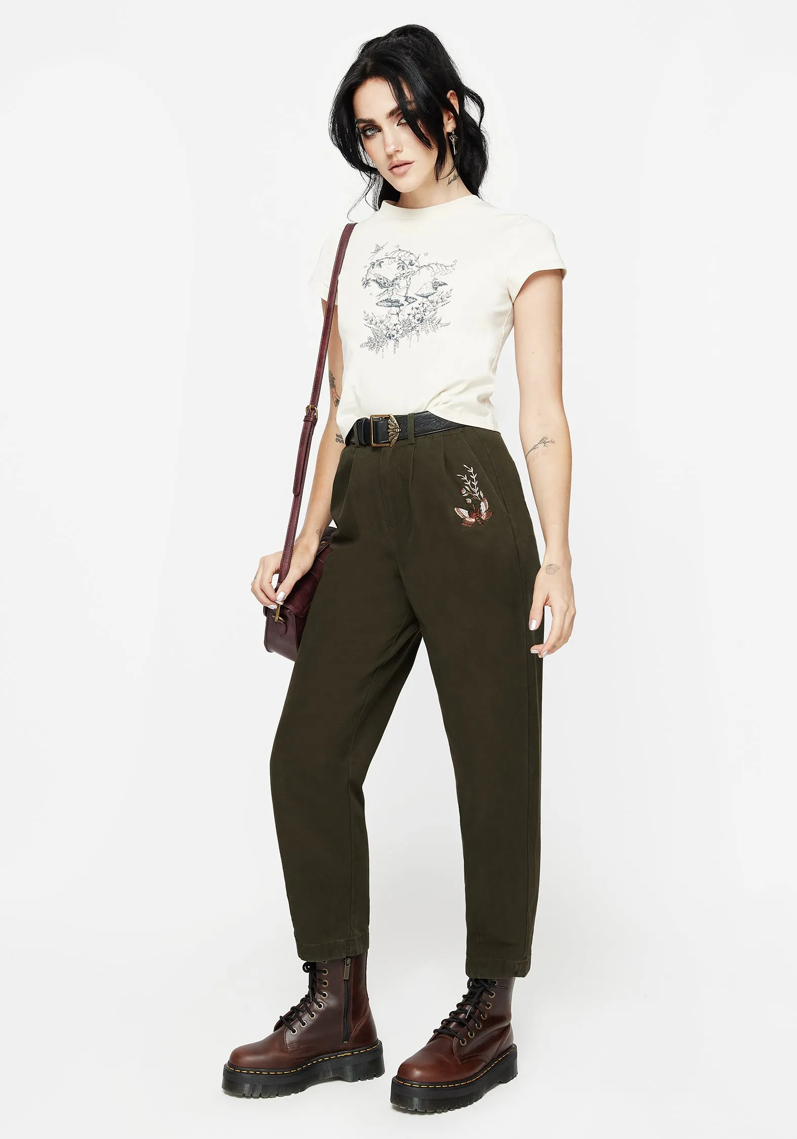 Copia Embroidered Tapered Tailored Trousers Elastic waist NonIrritatingSeams