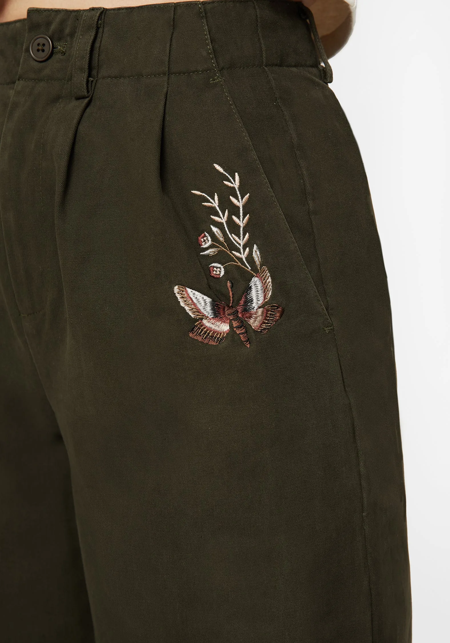 Stretch Comfort Copia Embroidered Tapered Tailored Trousers