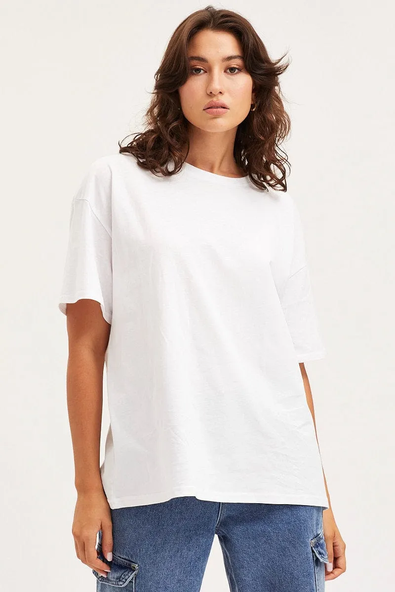 White Unisex T-Shirt Short Sleeve Oversized Crew Neck simple design Street Style Trend