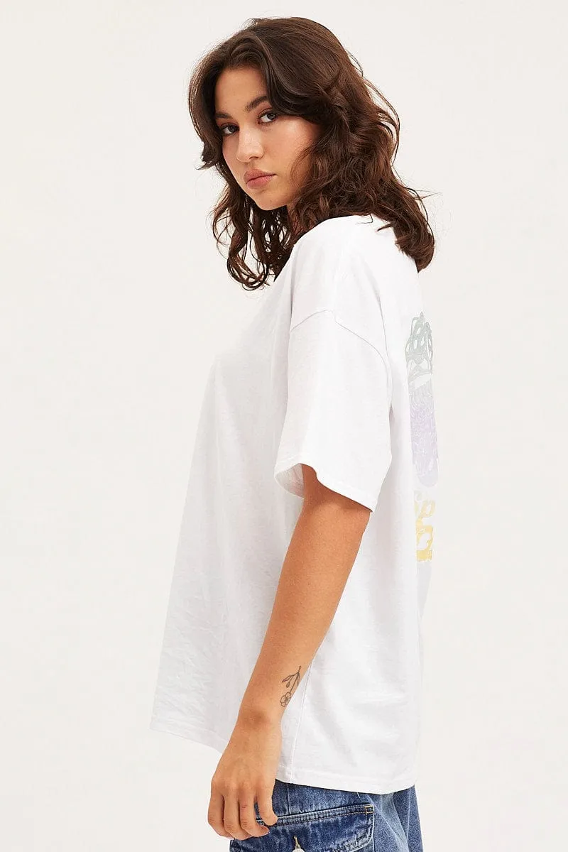 Essential Fashion Modern Casual White Unisex T-Shirt Short Sleeve Oversized Crew Neck
