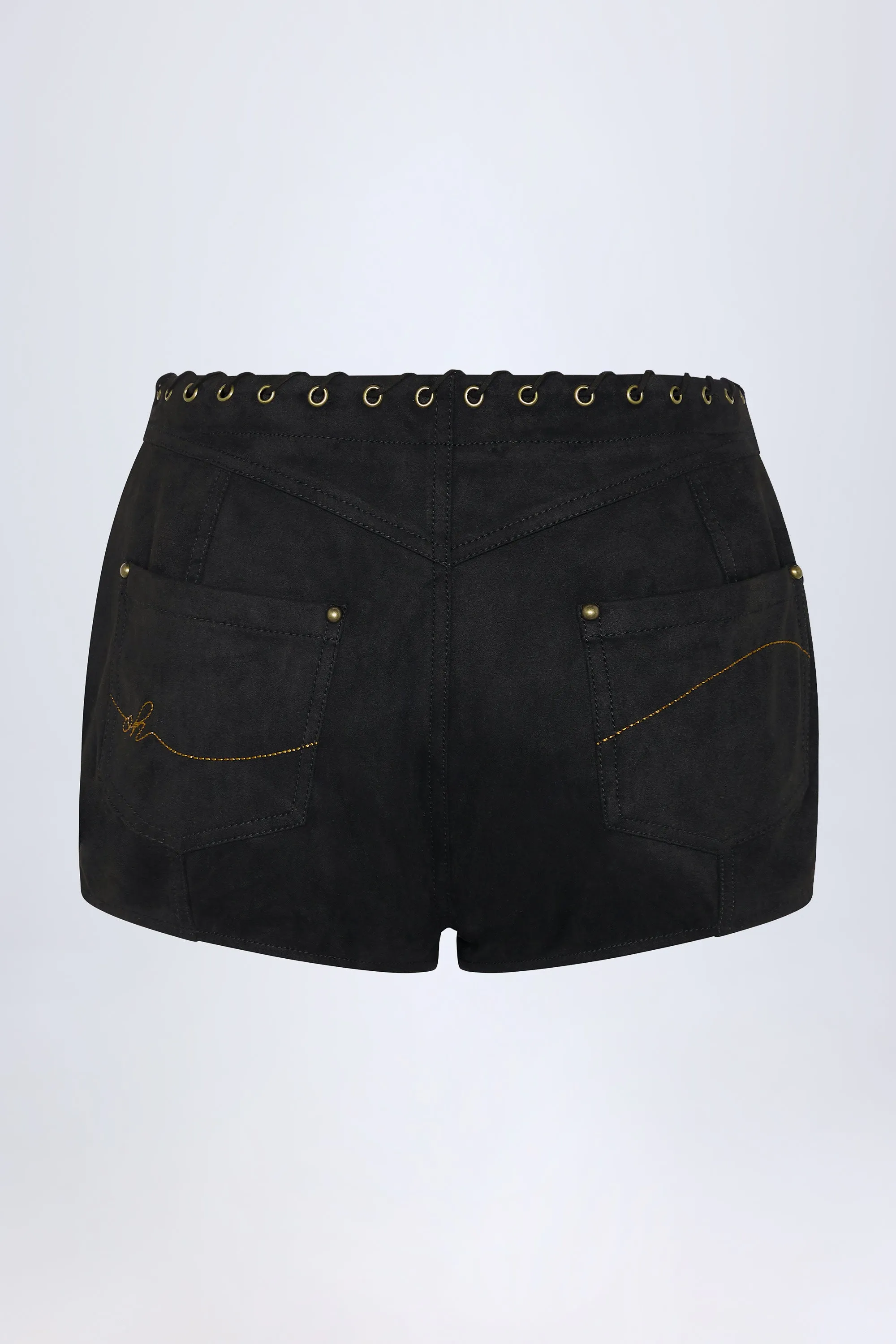 Lace-Up Mid-Rise Shorts in Black HypoallergenicLining