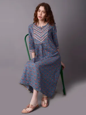 Fashion Accessory Women Grey Floral Print Dress