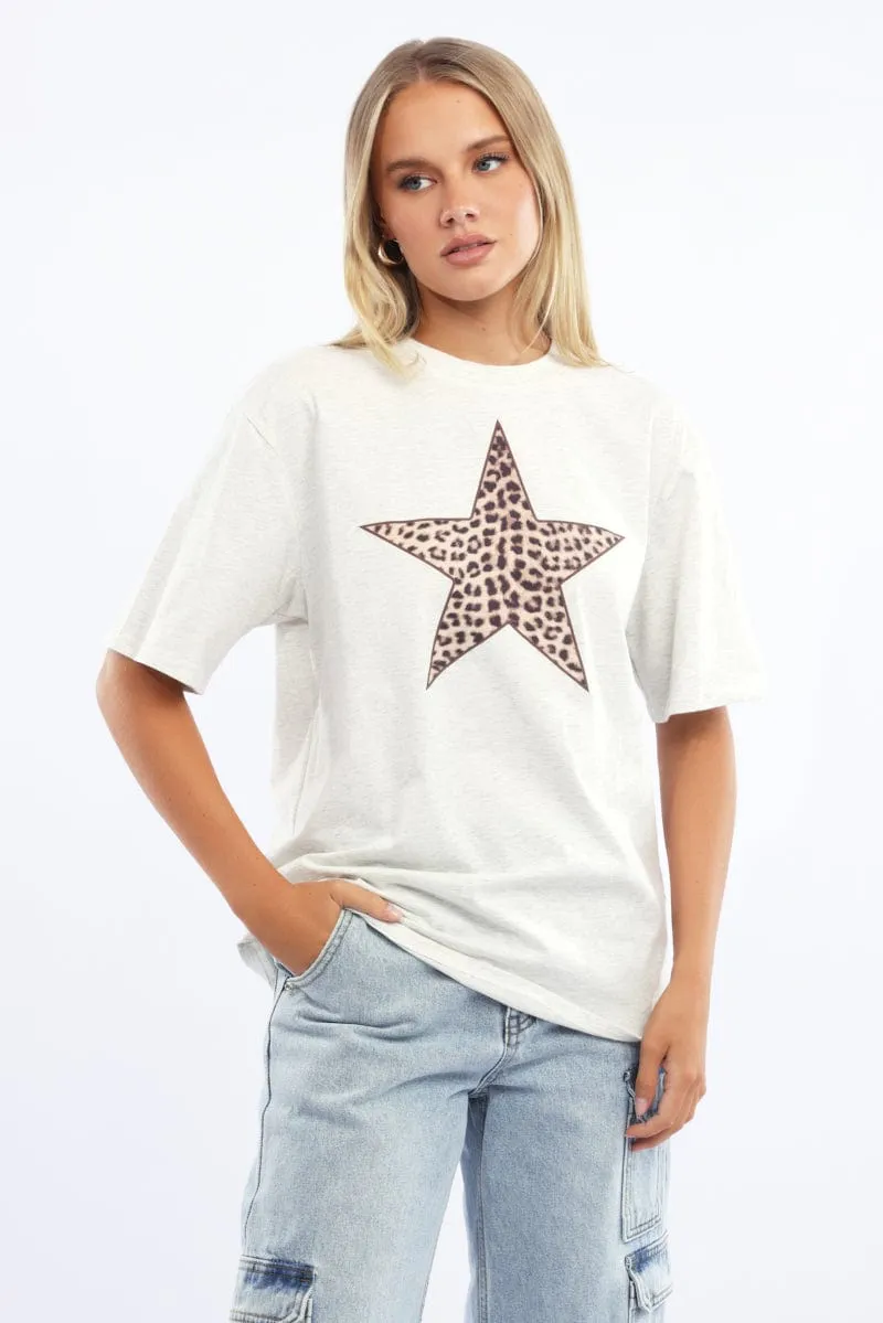 Unisex Fit Multi Directional Stretch Grey Graphic Tee Short Sleeve