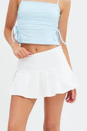 White Tennis Skirt Low Rise Micro Mini Pleated Corduroy Gentle Comfort Creative Fashion