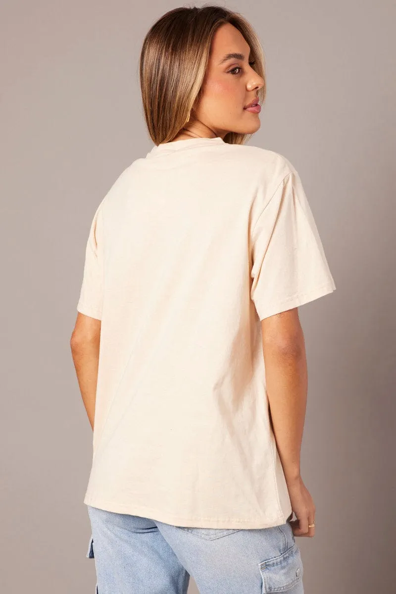 ZeroWaste Production Beige Graphic Tee Short Sleeve