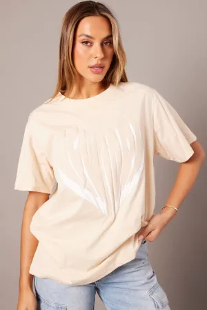 Evergreen Beige Graphic Tee Short Sleeve