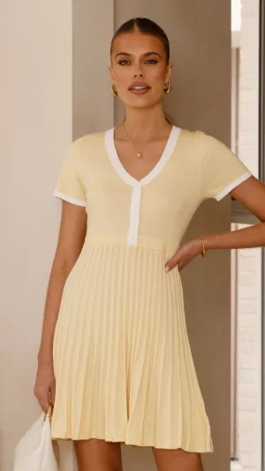 Fun floral mini Fashion-forward short dress Kaylee Pleat Dress - Yellow