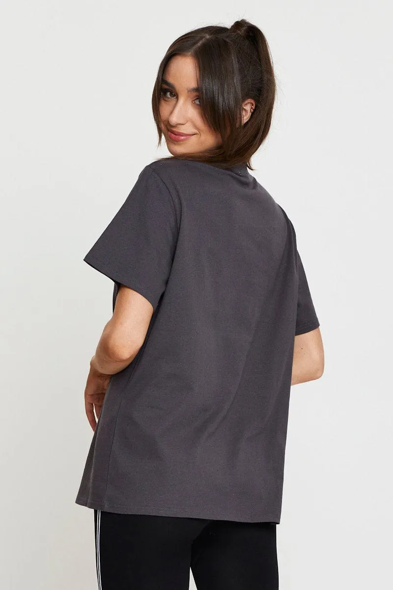 TaglessDesign Black Graphic T Shirt Short Sleeve