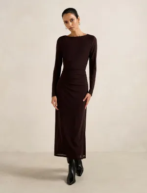 Feminine Vibe Ally Petite Long Sleeve Midi Dress