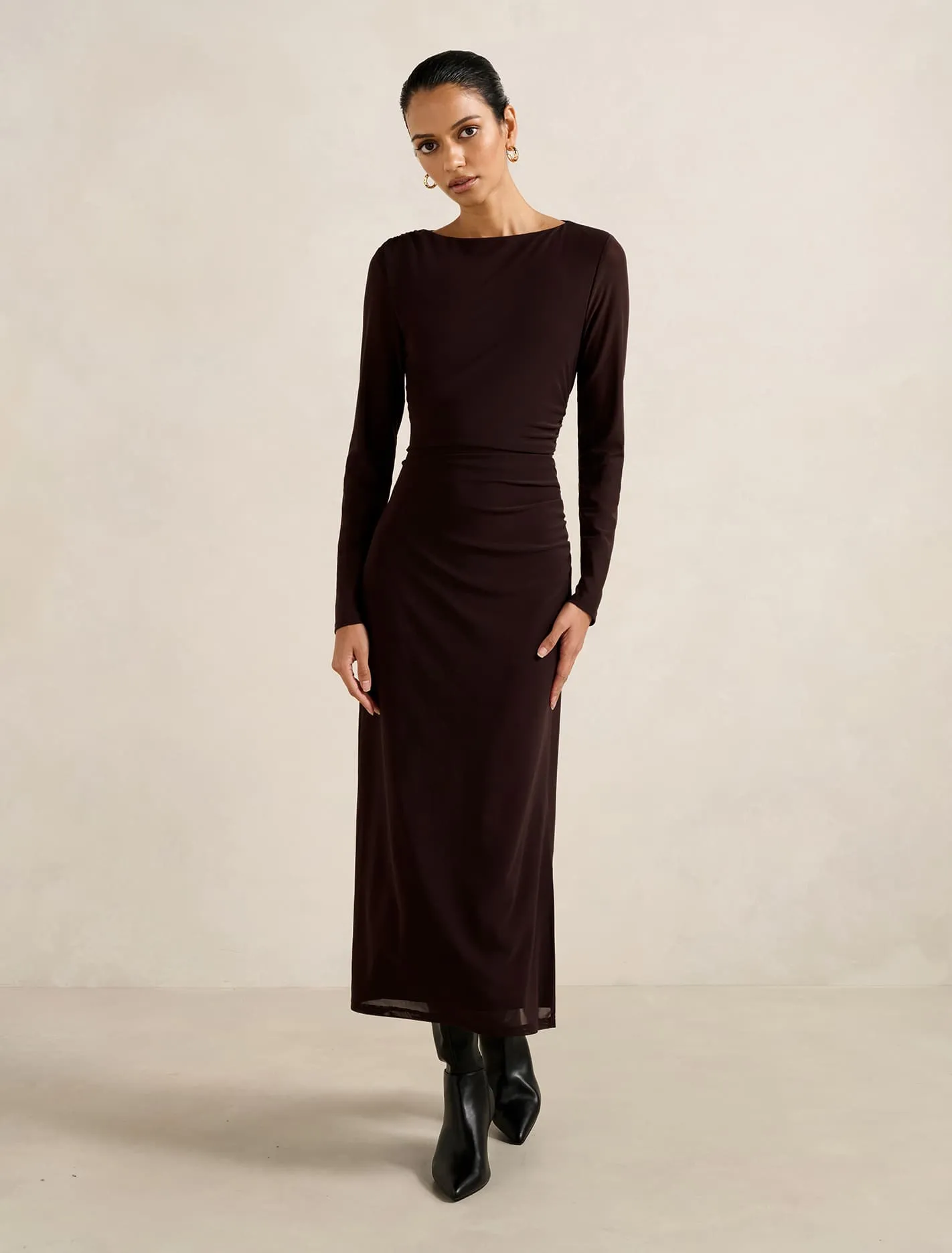 Timeless Fashion Art Space Ally Petite Long Sleeve Midi Dress