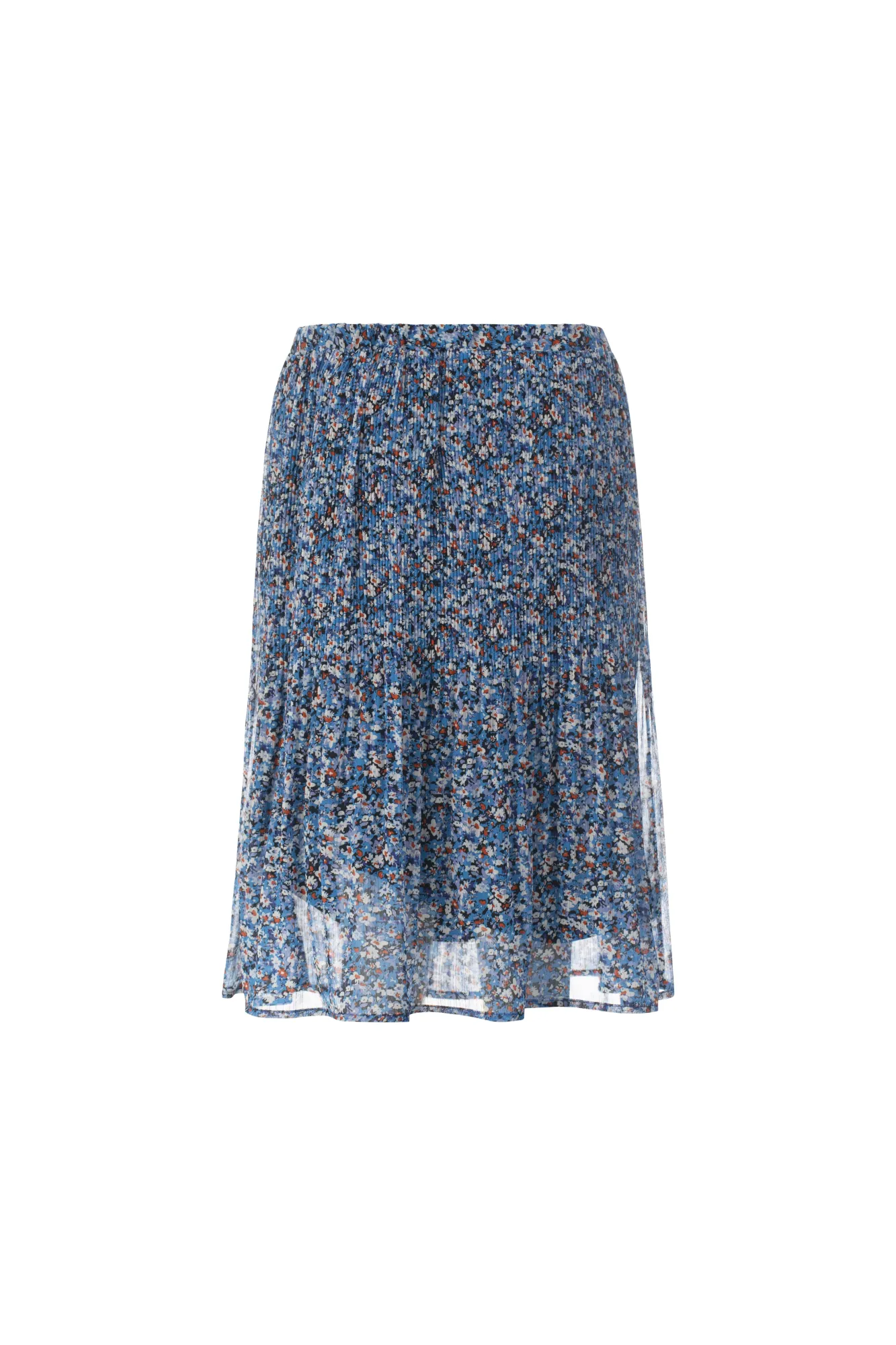 Mini Pleat printed Chiffon Skirt | Blues Orange Ditsy | 8579AR Tonal Layering Simple Styling