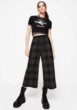 Wrinkle Resistant Comfortable Look Clover Check Crop Trousers