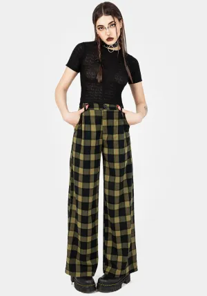 Rapture Wide Leg Check Trousers Tapered leg QuickDryTech