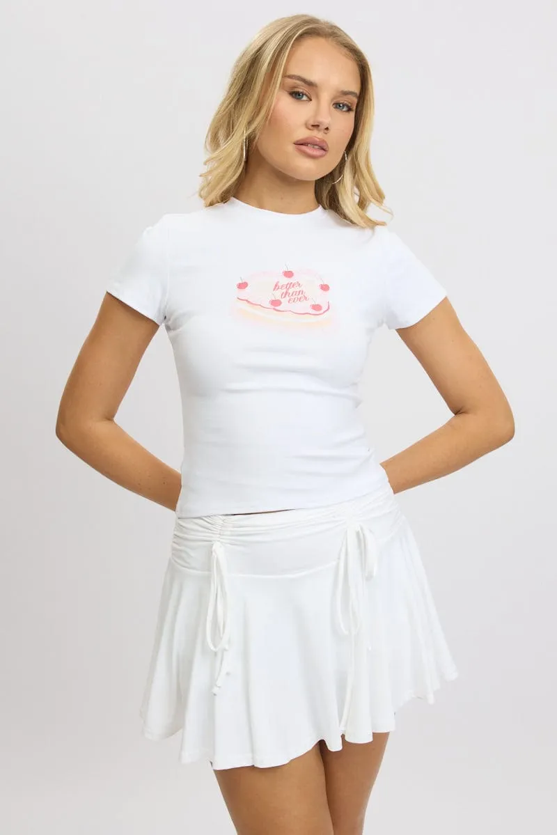 Relax Outfit Collared White Graphic Tee Short Sleeve