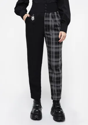 Comfy Wardrobe Fenrir High Waisted Check Tapered Trousers