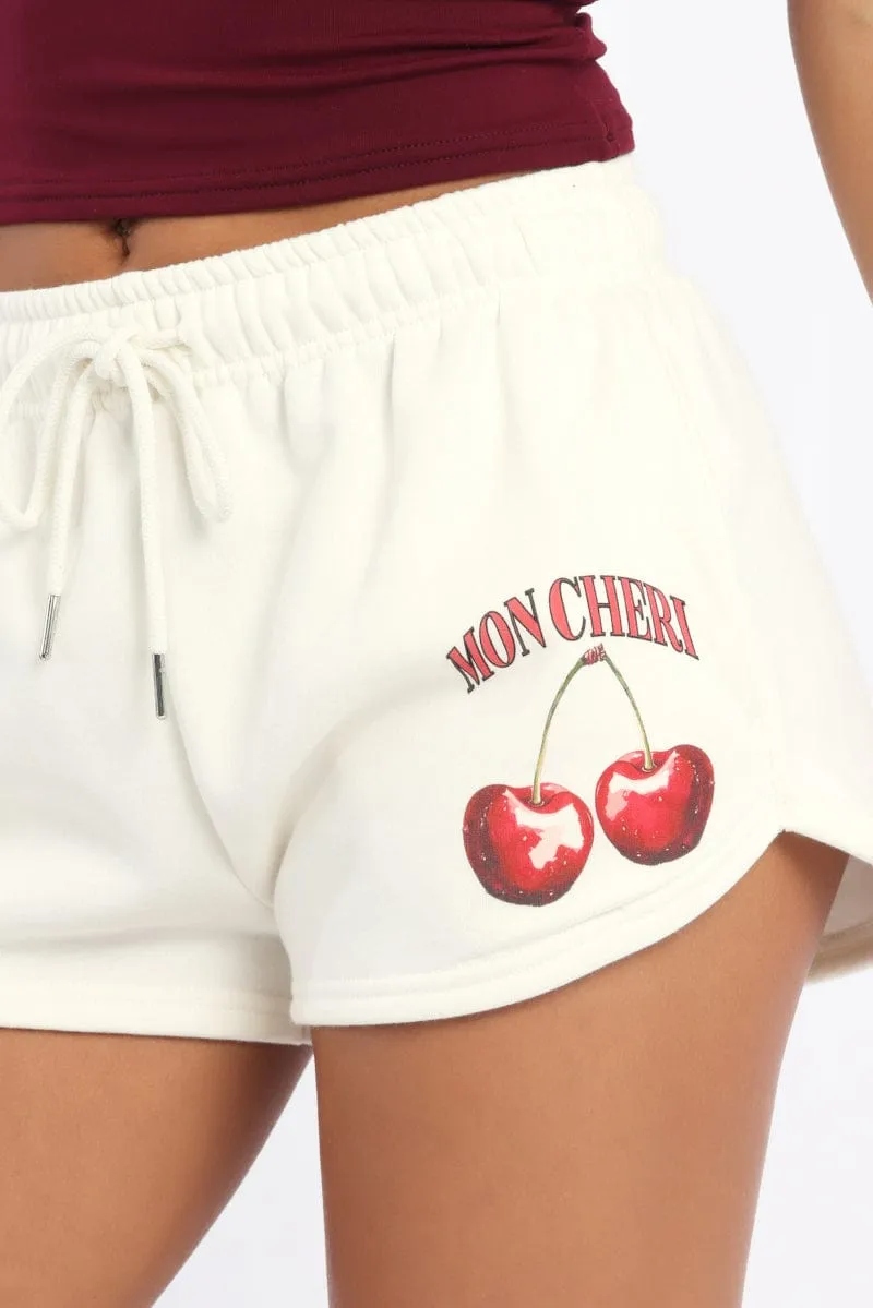 Hidden Storage Compartment Reinforced Gusset White Track Shorts