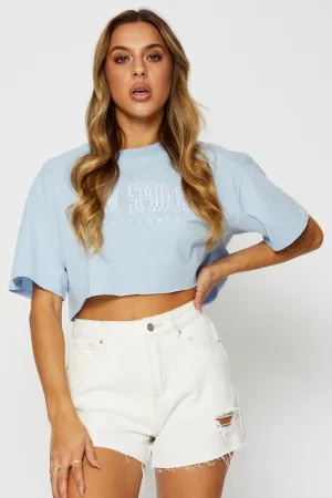 ReinforcedHems Blue Graphic T Shirt Short Sleeve Crop