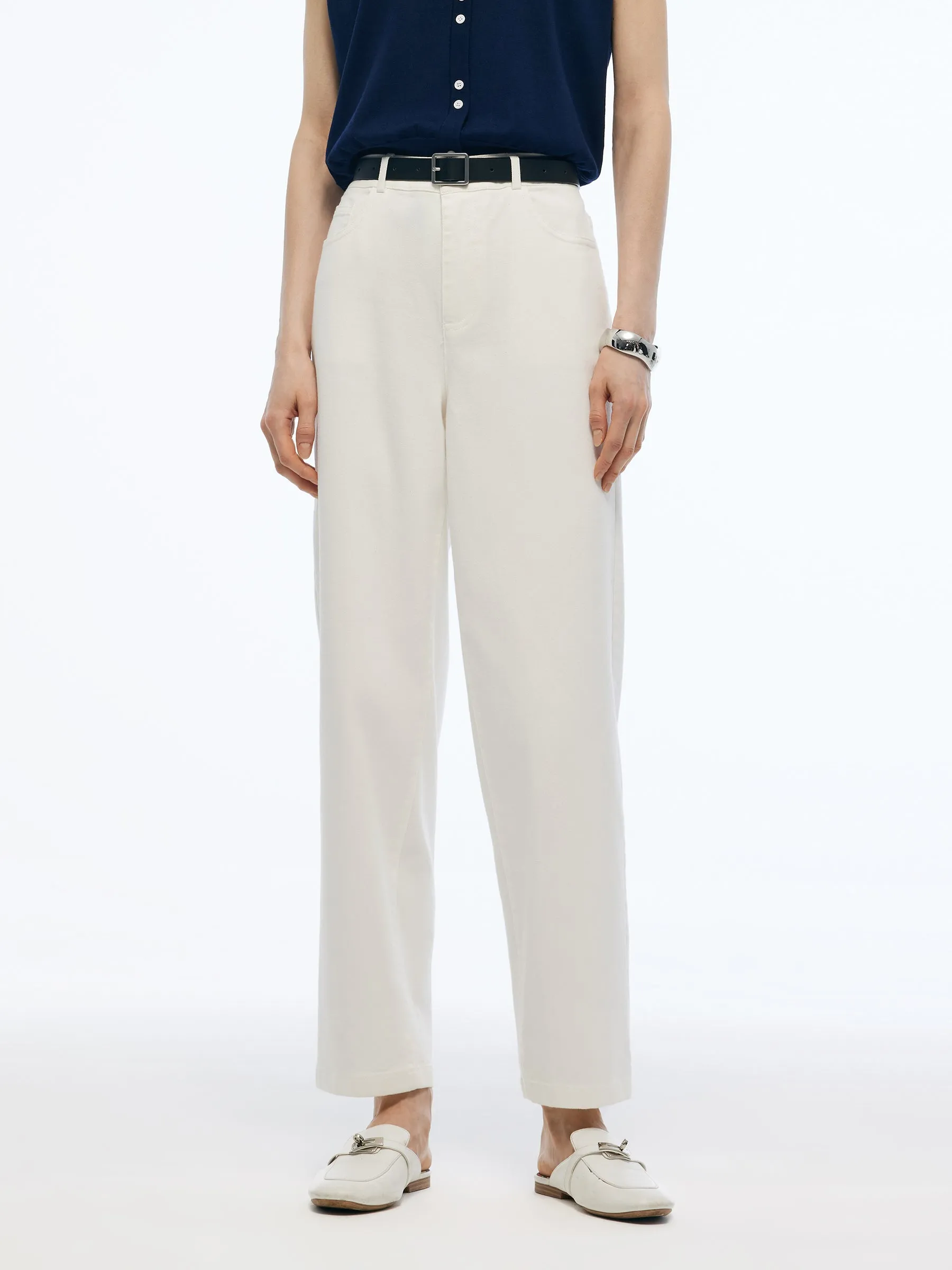 Easy Fashion Trend Design Denim Stretch Women Ankle Length Jeans With Belt