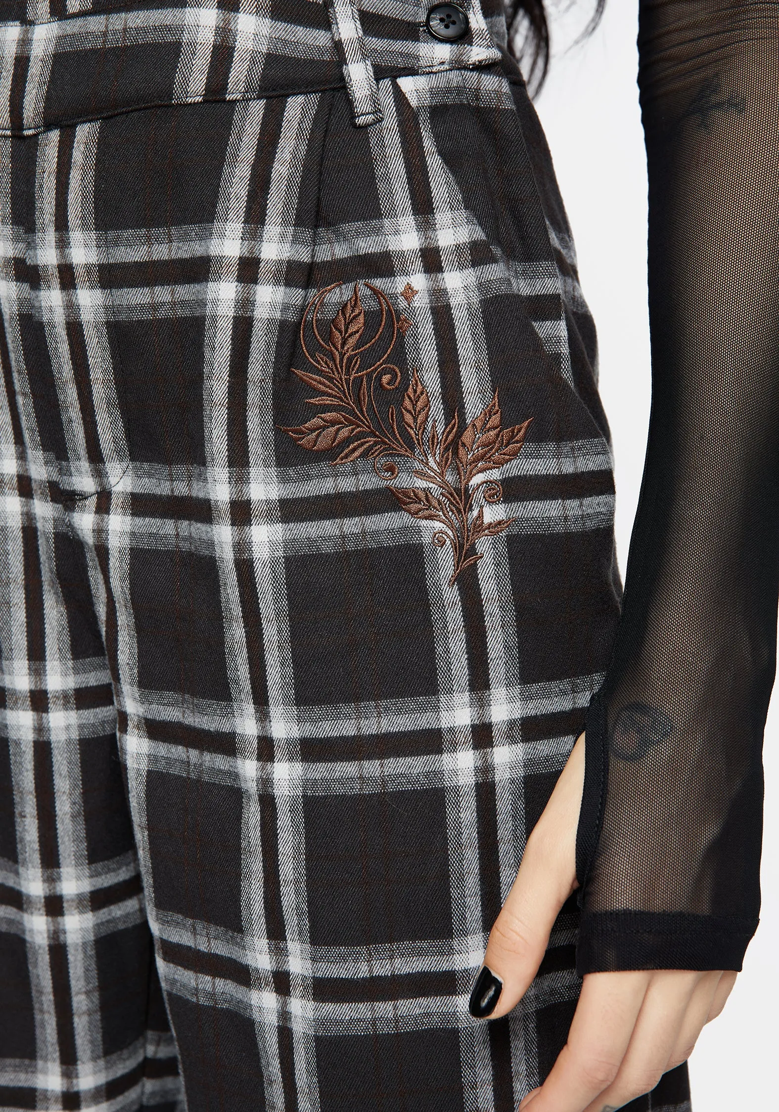 Persimmon Embroidered Check Dungarees Comfortable Style